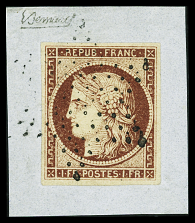 N°6B 1f carmin-brun, obl. étoile, TTB. Signé Scheller