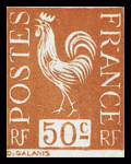 Essai non émis 50c orange coq de Galanis, certificat Behr. TB