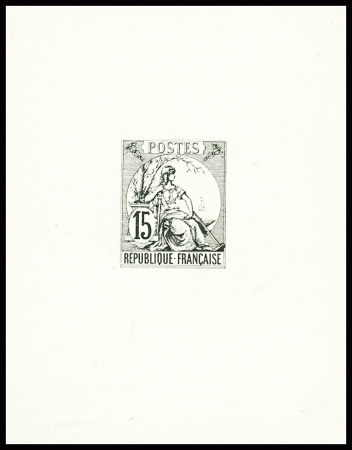 Epreuve non émise 15c noir Marianne accoudée à un arbre. TB