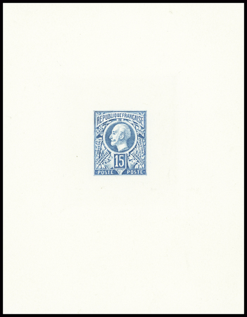 Essai 15c bleu de Jules Grevy ND, feuillet ND 90 x 112mm. TB