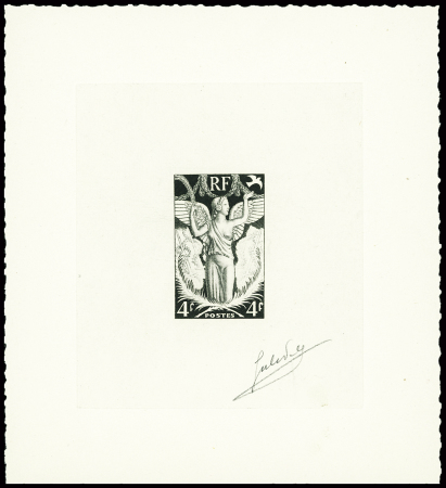 Epreuve d'artiste 4F noir, allegorie femme ailée, signée Jules Piel. TB