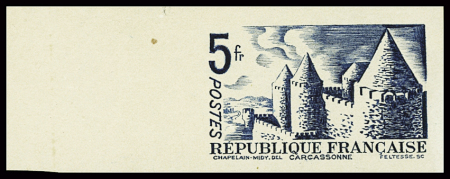 N°392 Non émis 5F noir Carcassonne, non dentelé avec