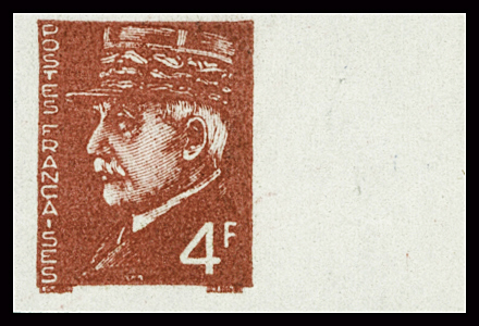 N°521A 4F Pétain brun rouge, non dentelé BDF, Non émis, neuf **, TB