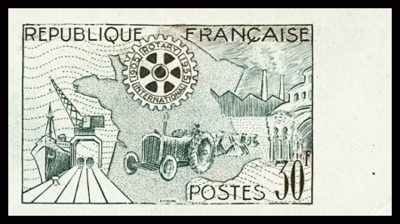 N°1009 30f Rotary essai non dentelé 30F brun et vert-gris non adopté, neuf **, Rare et TB