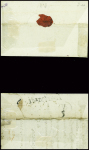 2 lettres de la Petite Poste de Paris : l'une avec cachet de port Dû "APD" noir (an 2), l'autre avec cachet rouge de boitier "G59" et cachet noir de quantième "27" (1779). TB