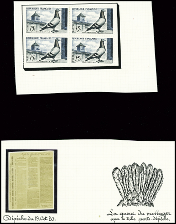 Pigeongramme sur papier fort à en-tête "M. Steenackers directeur général des télégraphes et des postes" (dépêche du 18 oct 1870). TB