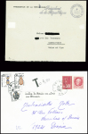 Lot de 10 plis divers du 20ème siècle dont 2 lettres avec cachet ovale de la chambre de commerce de Valenciennes (grève des postes de 1953). TB