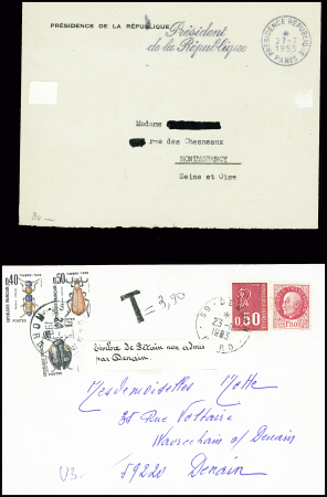 Lot de 10 plis divers du 20ème siècle dont 2 lettres avec cachet ovale de la chambre de commerce de Valenciennes (grève des postes de 1953). TB
