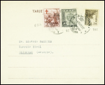 Andorre espagnol n°45 en mixte avec Espagne n°785 + 824 obl CAD "Andorra correos Andorra la Vieja" (4 mars 1952) sur carte postale de Radio Andorra. TB