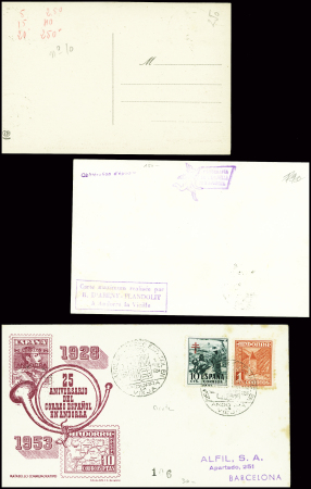 10 pièces diverses d'Andorre français et espagnol dont une lettre d'Espagne pour Canillo vers 1900 et une épreuve de luxe du n°72 d'Andorre français, 80c vert-bleu. TB