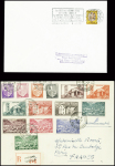 10 pièces diverses d'Andorre français et espagnol dont une lettre d'Espagne pour Canillo vers 1900 et une épreuve de luxe du n°72 d'Andorre français, 80c vert-bleu. TB