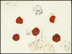 N°23 obl étoile muette noire + CAD rouge "(4) Bau central (4) Paris" (1863 - n°1336) sur lettre chargée, RR et TB