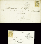 N°21 obl GC erroné 2783 + CAD "Paris Passy les Paris" (26 janv 1869) sur lettre locale (est jointe une lettre avec le GC normal 2793 pour comparaison). TB