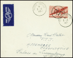 N°31 6 cents rouge avion USA avec surcharge "RF" dans un cercle obl CAD "Poste navale" (3.1.45) sur lettre avec au verso CAD d'arrivée "Paris 6 bis assemblée consultative". TB