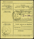 N°283 en paire obl CAD "Poste navale bureau n°18" (9.5.40 - Lorient) sur mandat-carte pour Valenciennes. TB