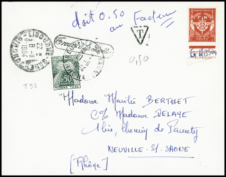 N°12, rouge, non obl sur lettre pour Libourne (1964)