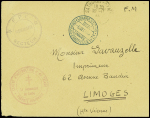 Ain : lettre en franchise avec CAD de Sathonay-Camp (nov 44) + cachet violet "FFI - secteur - vaguemestre (les lots suivants constituent la 1ère partie d'une collection de marques des Forces Françaises de l'Intérieur)