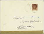N°517 obl Annonay Ardèche sur lettre pour Alboussière avec bande de papier kraft avec cachet noir à Croix de Lorraine "censure postale - FFI - AS" (AS : Armée Secrète). Seule pièce connue. TB