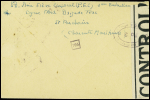 Lettre en franchised'Angoulême gare (27.11.44) avec cachet violet illustré d'un petit chien "Brigade RAC Dordogne 2e bataillon". Rare et TB