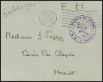 Lettre en franchise avec obl mec "Dijon Côte d'Or" (7.10.44) + cachet violet à Croix de Lorraine "FFI Bataillon des Cévennes - PC le vaguemestre". Jolie pièce