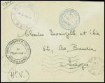 Creuse : lettre en franchise avec obl mec de Gueret RP (dec 44) + cachet violet "FFI région 5 - 1er bureau D5 (2)" et cachet noir "Forces Françaises de l'Intérieur Brigade de la Creuse - le vaguemestre". Jolie pièce