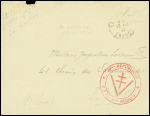 Lettre en franchise avec CAD "La Courtine Creuse" (19.10.44) + cachet rouge à croix de Lorraine "IV ème république FFI 5ème région". TB