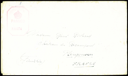 Formule en franchise du lieutenant de vaisseau René Richard fait prisonnier pour les Anglais à Madagascar avec cachet violet "POW Camp n°1 Great Britain" (janv 43). TB