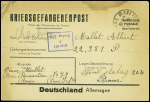 Postekarte Kriegsgefangenenpost (nov 1940) avec cachet rect bleu "gepruft 5 stalag 204" de Péronne (Somme). TB
