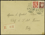 N°517 + 547 obl Monceau le Neuf Aisne (1943) sur lettre recommandée d'office adressée au maréchal Pétain. TB