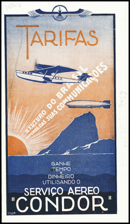 Dépliant en couleur "Tarifas serviço aero Condor" édité en Amérique du Sud. TB