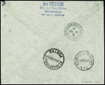 15.11.1935 Bruxelles - Elisabethville - Oranb - Tananarive, lettre avec AFF mixte Belgique n°322A + 340 + PA4 et Madagascar PA3 + PA6, env spéciale avec signature de Jean Assollant. Rare et TB
