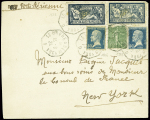 N°123, 2 pièces + n°176, 2 pièces + 198 obl octogonal "Le Havre à New York D" (13.8.1928). Lettre fausse de toutes pièces pour documentation