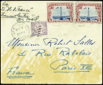 USA n°245 + PA 11 en paire obl New York (7.9.28) sur lettre lettre catapultée de l'Ile de France avec traces d'humidité (traversée 2R - accident aux iles Scilly). TB