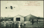 Carte postale allemande : l'avion d'Emile Jeannin survolant le meeting de Mulhouse en 1910. TB