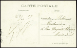 N°137 obl Juvisy sur Orges (22.10.1909) sur carte postale avec cachet rouge "Port aviation - quinzaine de Paris - Juvisy (Seine et Oise)". TB