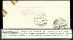 25.1.1931 Calcutta - Rangoon par Nogues avec cachet lilas illustré d'un tigre  et d'un éléphant (Muller n°89 Inde britannique) 82 plis existants. TB
