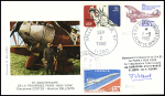 France PA 49 obl aéroport Charles de Gaulle (1.9.80) + PA53 obl Le Bourget Aéroport (1.9.80) sur lettre avec TP USA obl NY (2.9.1980) sur env transportée par le Concorde F. BYFD (commémoration du raid Paris New York par 