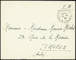 Lettre en franchise avec obl de fortune, ancien CAD de 1915 : "Trésor et poste 134" (19.9.1939). TB