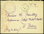 Lettre en franchise avec CAD "Camp le Barcarès Pyr. ORLes" (juillet 1940) + cachet noir "Camp du Barcarès" (Pyrénées Orientales) - Le suppléant de l'intendant militaire". TB