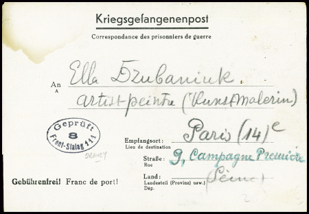 Formule dépliante du front-stalag 111 de Drancy (1941). TB