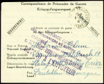 Formule de PG obl Fère en Tardenois Aisne (6.3.41) vers la Stalag XIID avec grande griffe violette "Service postal des prisonniers de guerre Paris - Inadmis - Camp approvisionné en formules - réponse réglémentaires retou