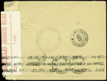 Madagascar n°170 + 216 obl Fort-Dauphin (dec 1940) sur lettre avec cachet rect noir "Acheter français c est bien mais acheter chez les Français c’est mieux" sur lettre pour Paris avec censure d'Afrique du Sud et griffe b