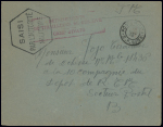 Lettre en franchise avec CAD 2 cercles "Poste militaire SPE" (1939 -  Madagascar) et grand cachet hex noir "Saisi par l'autorité militaire". TB