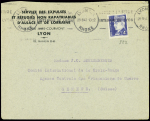 N°522 obl Lyon RP (29.2.42) sur lettre à en-tête "Service des expulsés et réfugiés non rapatriables d'Alsace et Lorraine - Lyon" pour Genève. TB
