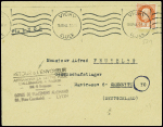 N°521, 3F orange obl Vichy (15.4.44) sur lettre pour l'Allemagne avec griffe noire "retour à l'envoyeur affranchir la lettre pour l'Allemagne à hauteur de 4 francs - office de placement allemand 91 rue Garibaldi Lyon". R