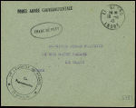 Lettre en franchise avec CAD "Le Blanc Indre" (1943) + griffe noire "Force armée gouvernementale" et cachet noir "1er régiment de France - 1er bataillon - le vaguemestre". TB