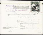 Entier formule du Comité d'Entraide du stalag IIB avec figurine noire (billet de banque 1RM) (GUE J8), pli d'archive