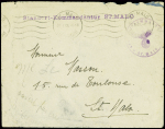Lettre en franchise avec griffe violette "Standort Kommandantur St Malo" (1943). Rare et TB