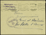 Lettre en franchise avec obl mec "Les Sables d'Olonne Vendée" (1943) + griffe violette "Hafenkapitan les sables d'Olonne" et cachet noir avec aigle "Kriegsmarine Hafenüberwachungstelle". Rare et TB