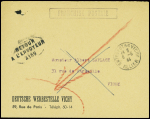 Lettre en franchise avec mention imprimée "Deutsche Werbestelle Vichy 59 rue de paris - Téléph 50 - 14" et CAD "entrepôt de Vichy" (6.5.44). TB